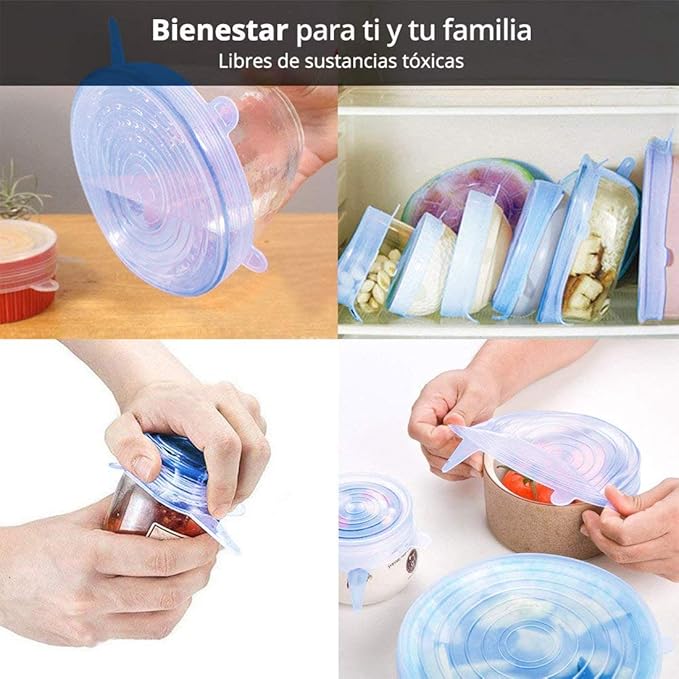 Tapas Elásticas Reutilizables 6pcs